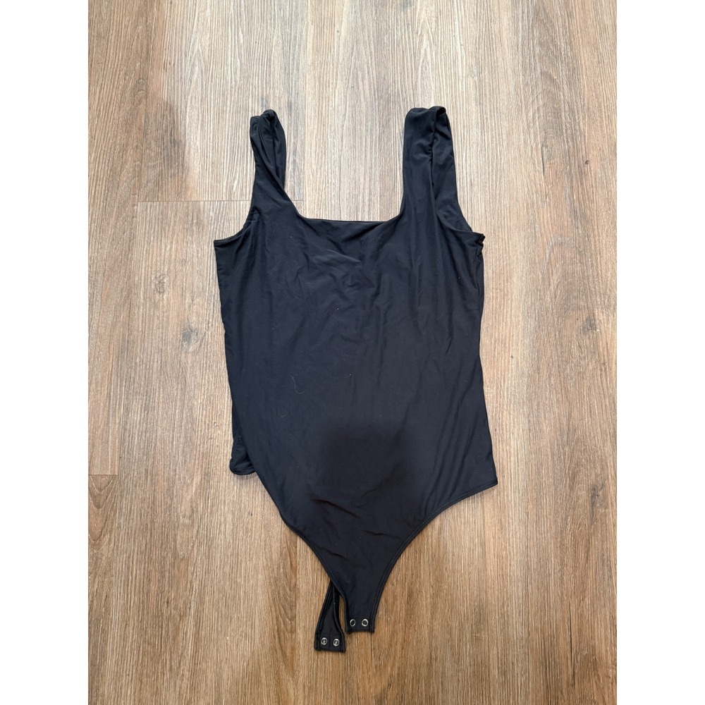 Abercrombie‎ & Fitch Womens Black Square Neck Sleeveless Snap Bottom Bodysuit M